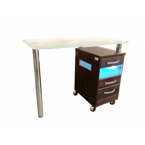 Стол маникюрный с 1 тумбой, со стеклянной столешницей и УФ-блоком "МЦ-051"